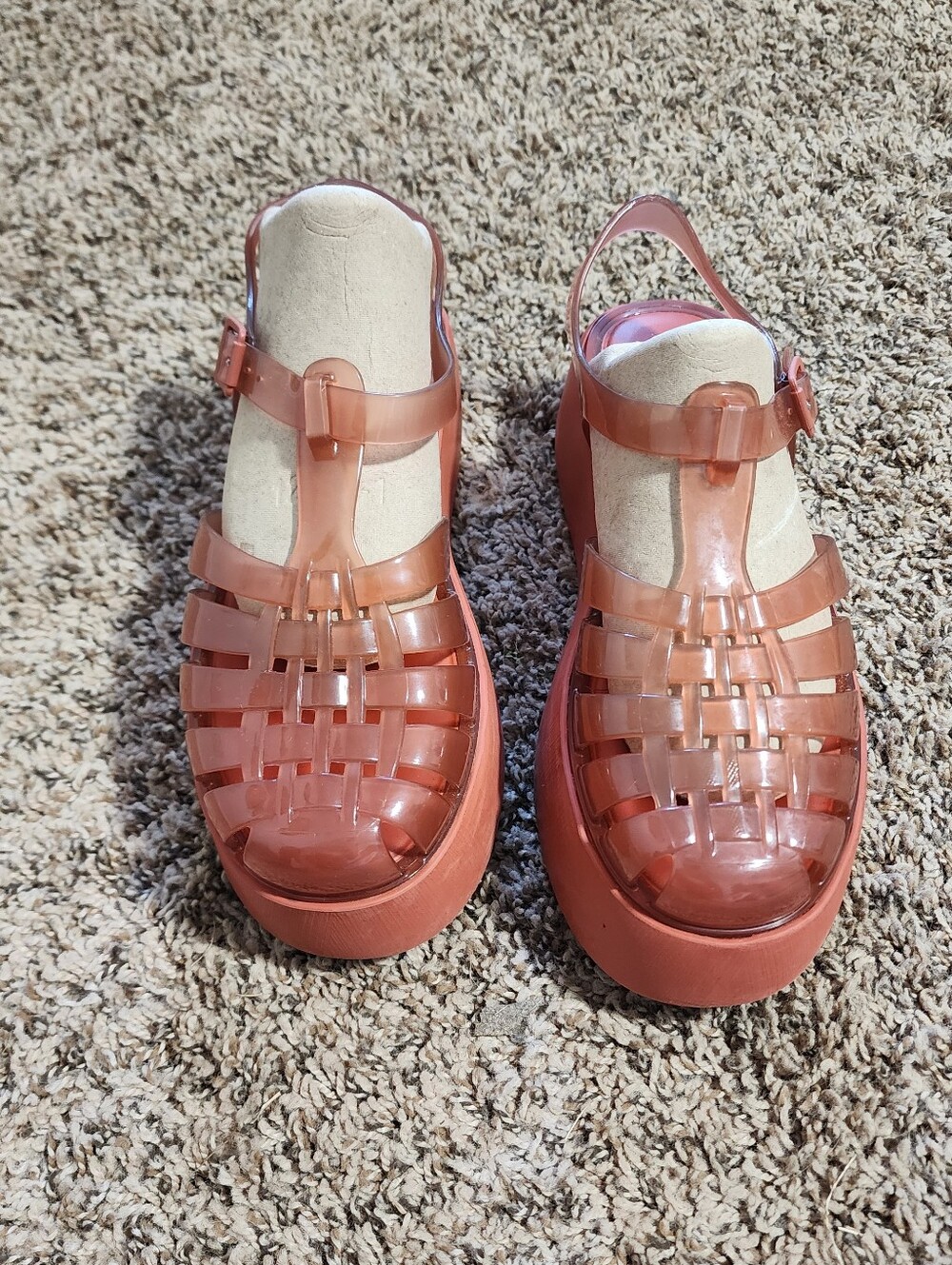 Melissa Possession Platform Terracotta Vegan Jelly Sandals Size 8 Fisherman - Picture 3 of 9